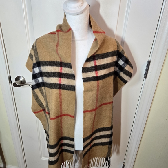 Burberry Accessories - Burberry Camel and Black Checkered Wrap Scarf
